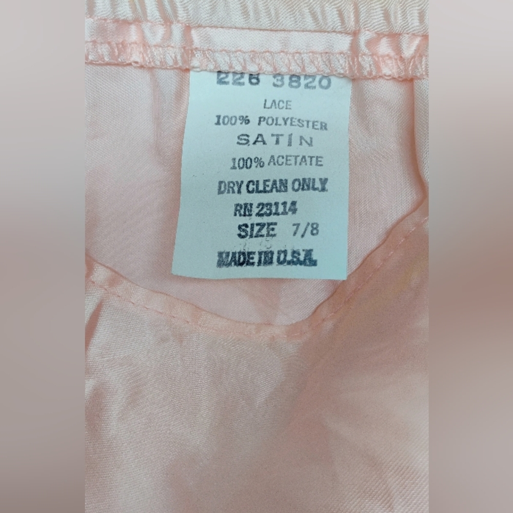 JCPENNEY Vintage Dress 2 Piece Satin/Lace Pink Sz 7/8 Women's Spaghetti Straps - Picture 13 of 16